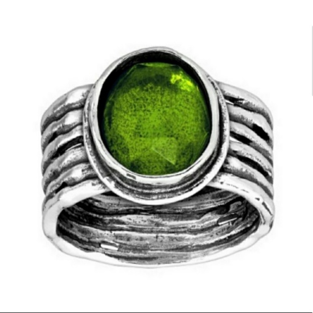 Silpada Sterling Silver Green Glass Ring sterling Size 6